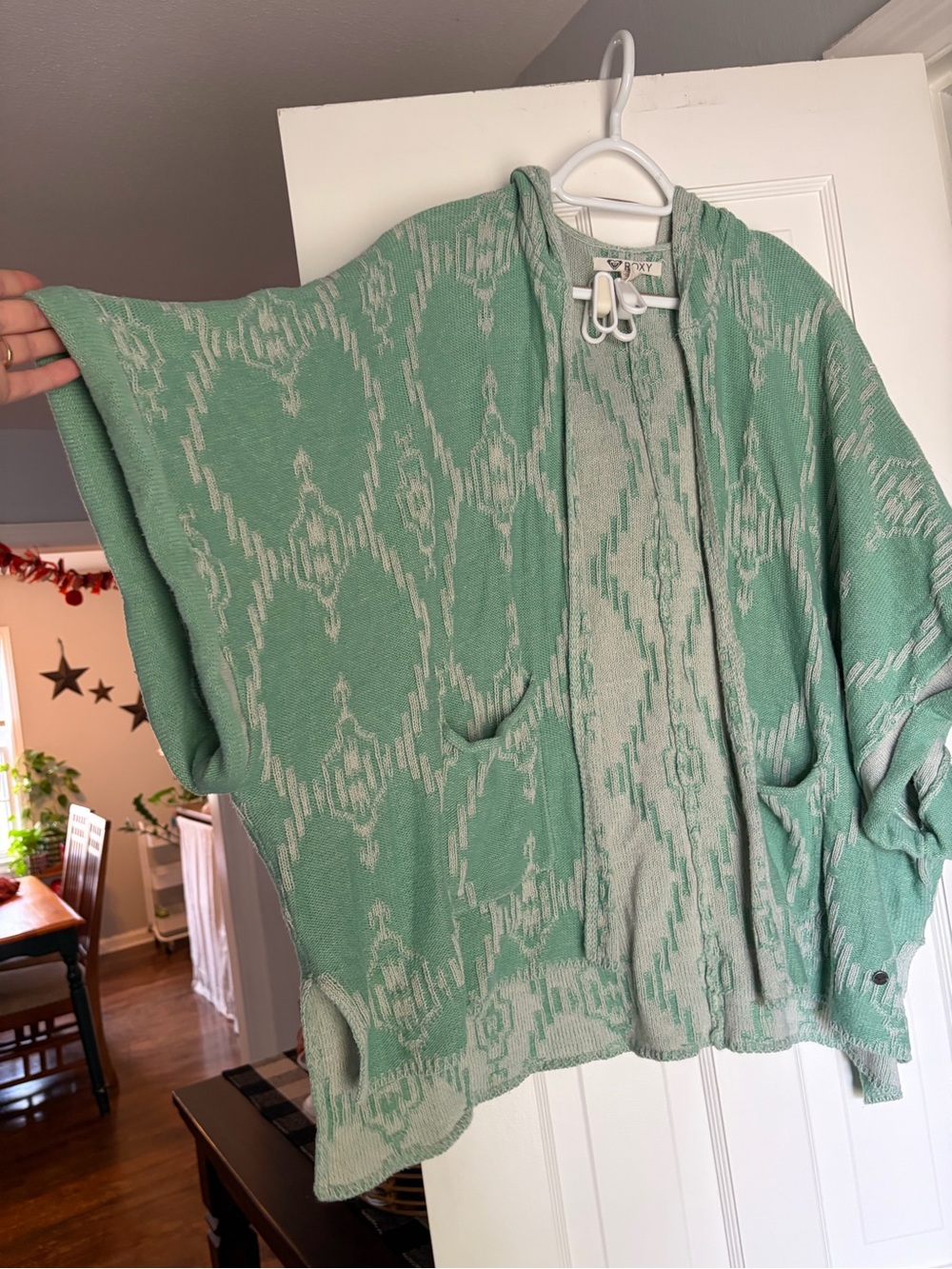 Roxy Mint Green Hooded Knit Cardigan